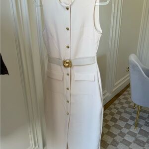 Zara Elegant Cream Sleeveless Dress
